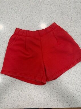 Red High-Rise Casual Women's Shorts